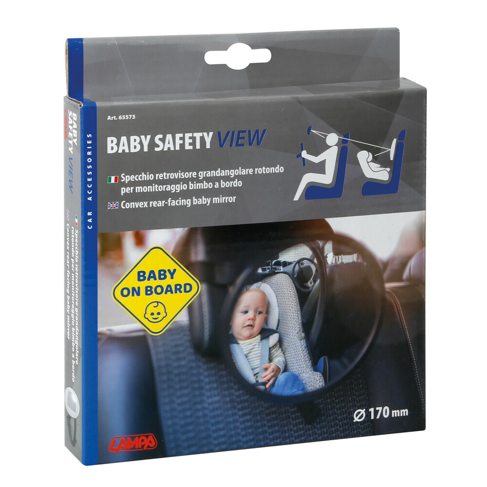 Baby Safety View, specchio retrovisore grandangolare rotondo per monitoraggio bimbo a bordo